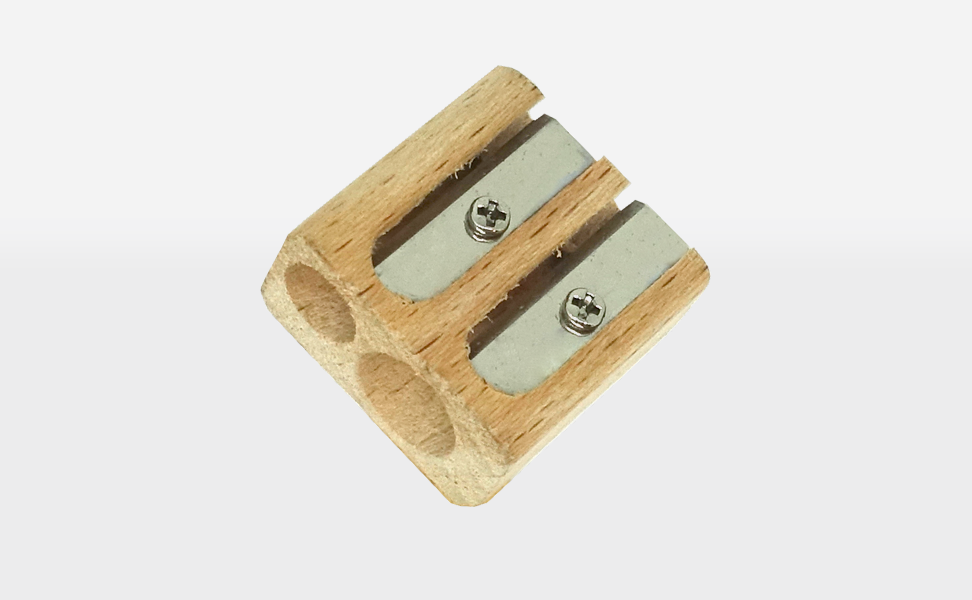 Double sharpener made of wood